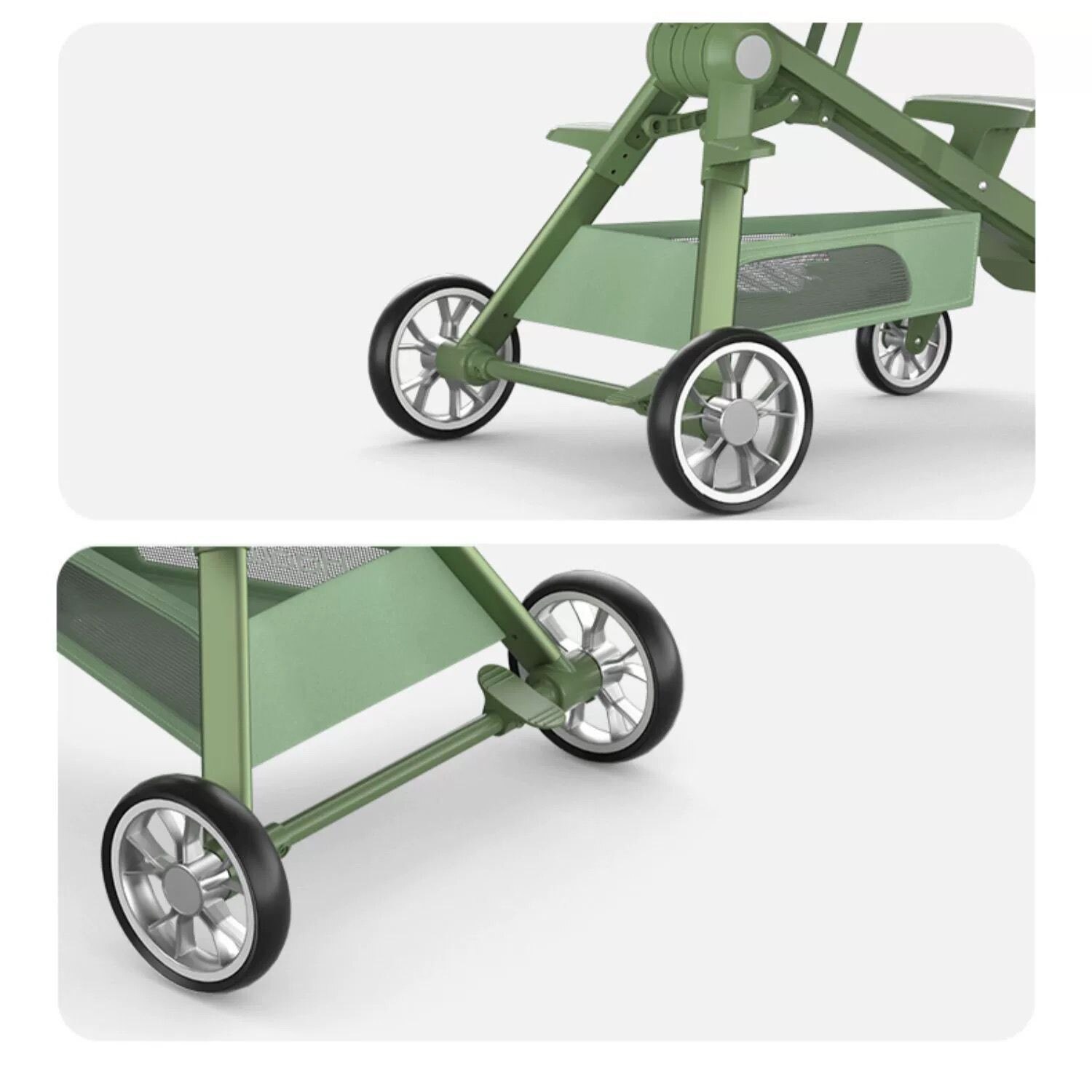 Carucior C2 Deluxe, reversibil, pliabil, cu lumini si muzica, Verde ...