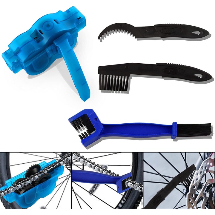 Kerékpár lánctisztító készlet, QttvbTna, Nylon, kék/fekete