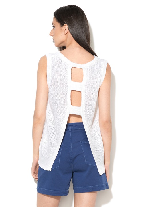 BRAVE SOUL Pulover alb fara maneci cu decupaje Seapen S