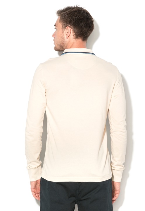 BRAVE SOUL Bluza polo ecru din pique cu garnituri albastre Kennedy XL