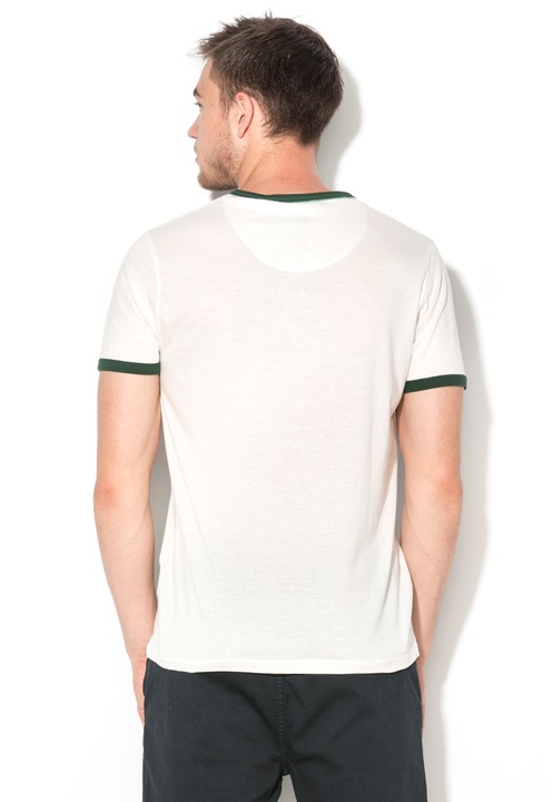 BRAVE SOUL Tricou alb unt cu imprimeu si garnituri verde feriga Diego XL