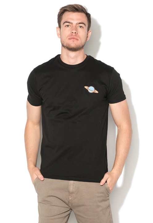 BRAVE SOUL Tricou negru cu broderie Spyro L