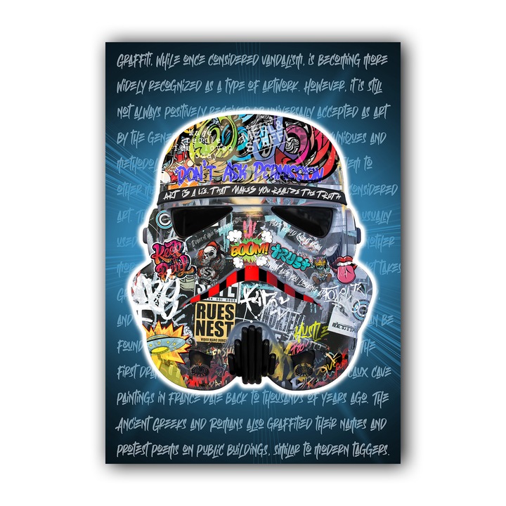 Първокласна картина на платно, LuxCanva® A1008, Star Wars Stormtrooper, 35 X 50 CM, 100% памучно платно 400g/m2, дървена рамка, декоративна, научна фантастика, Vibrant Colors