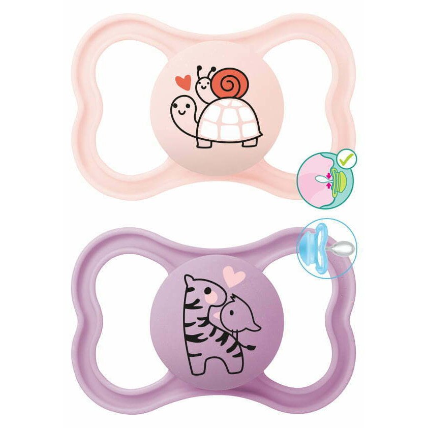 Suzete MAM Original silicon 6-16 luni set 4 pentru fete, I Love