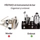 Set Cocktail Shaker, BYONDSELF®, Suport bambus negru, 10 piese, Set barman pentru preparare bauturi, Otel inoxidabil, Cu tirbuson