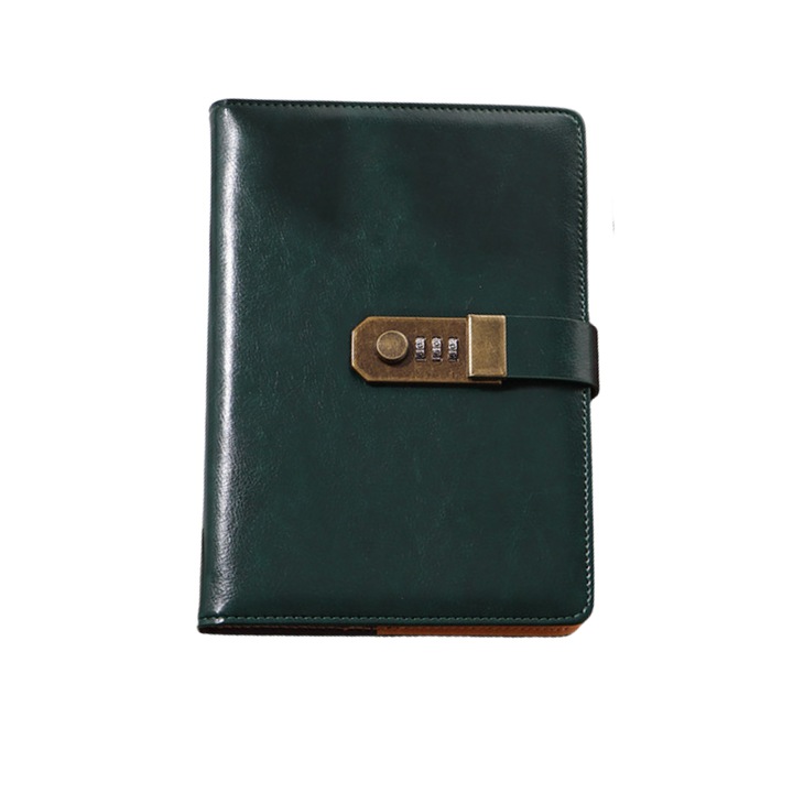 Agenda cu sistem de blocare, securizata, cifru, jurnal secret, verde