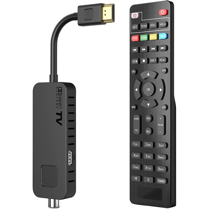 Decodor Dcolor DVB-T2 - Stick TV HDMI, Dolby Audio HD 1080P H265 cu Telcecomanda