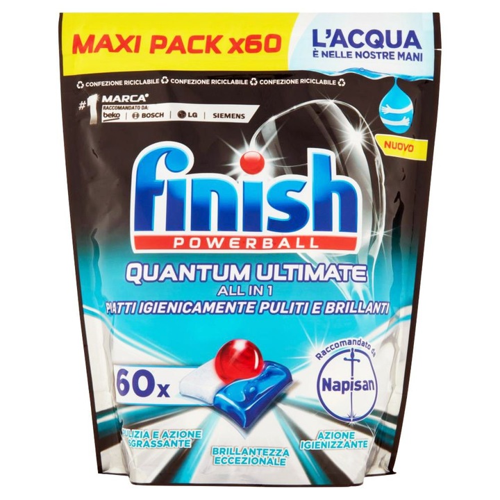 Kapszula mosogatószer mosogatógéphez Finish Quantum Ultimate All in 1,60 moss