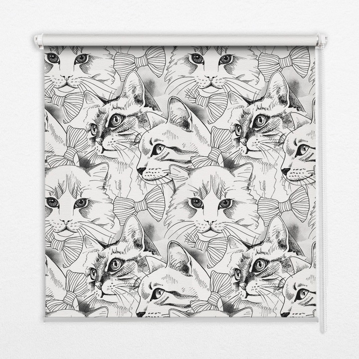 Rulou. Coloray. Black-out. Pisici desenate. Gri. 140 cm x 180 cm. 00029904