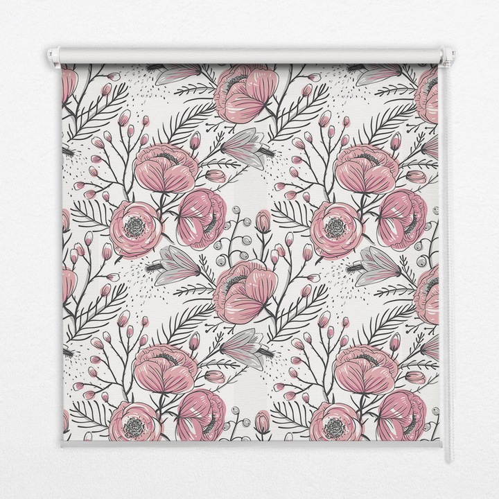 Rulou. Coloray. Black-out. Muguri de flori din copac. Roz. 140 cm x 180 cm. 00010841