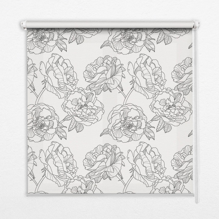 Rulou. Coloray. Black-out. Trandafiri desenati. Gri. 140 cm x 180 cm. 00029558