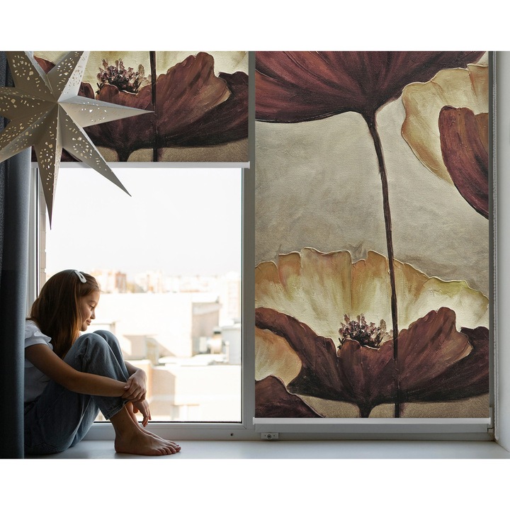 Rulou, Coloray, Flori, Rosu, 150 cm x 180 cm, 00031325