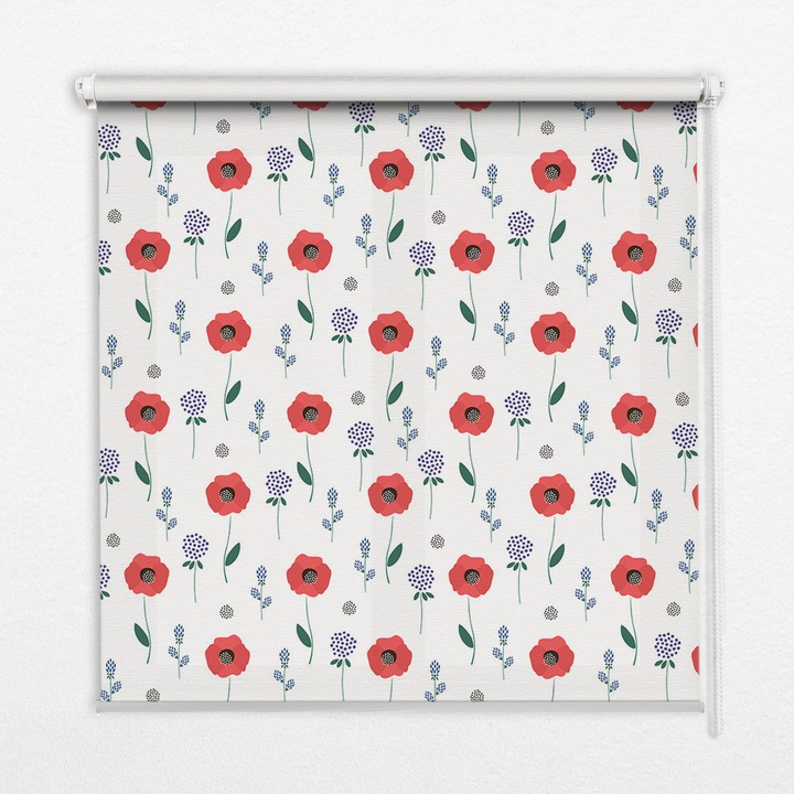 Rulou, Coloray, Flori de mac, Rosu, 150 cm x 180 cm, 00033164