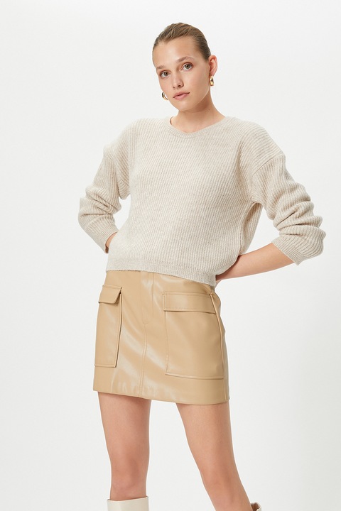 KOTON, Pulover cu maneci cazute, Bej