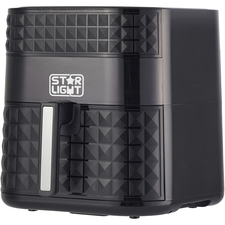 Friteuza cu aer cald Star-Light DAFV-1800Z7B, 1800 W, 7 l, 7 Programe presetate, temperatura ajustabila, vas detasabil, gratar antiaderent detasabil, Negru