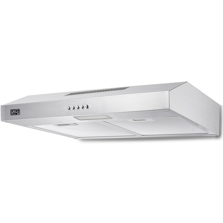 Hota traditionala Star-Light HVT-200SS, 60W, putere de absorbtie 201 mc/h, 60 cm, iluminare led, Inox