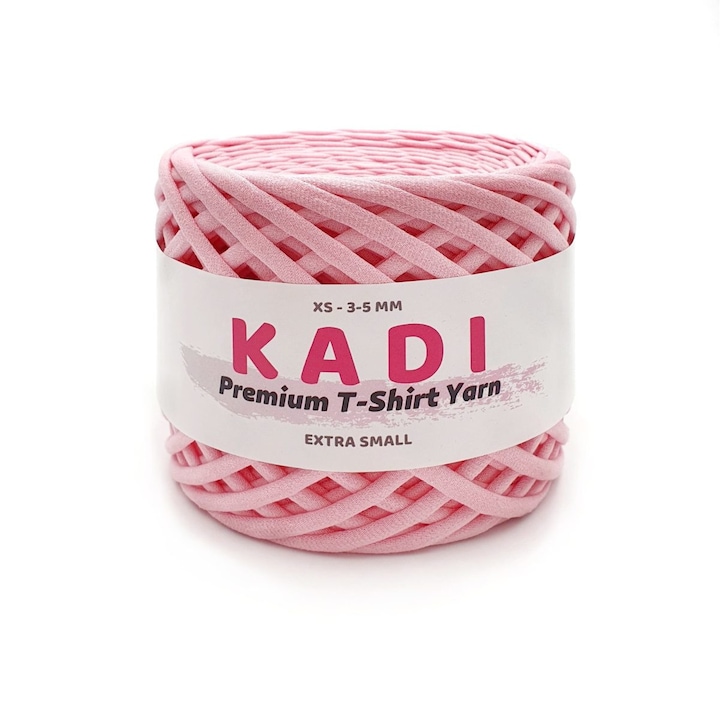 Banda textila pentru crosetat, KaDi Premium Extra Small, 3-5 mm, 110 m, culoare Roz