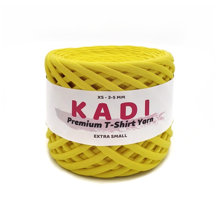Banda textila pentru crosetat, KaDi Premium Extra Small, 3-5 mm, 110 m, culoare Lamaie