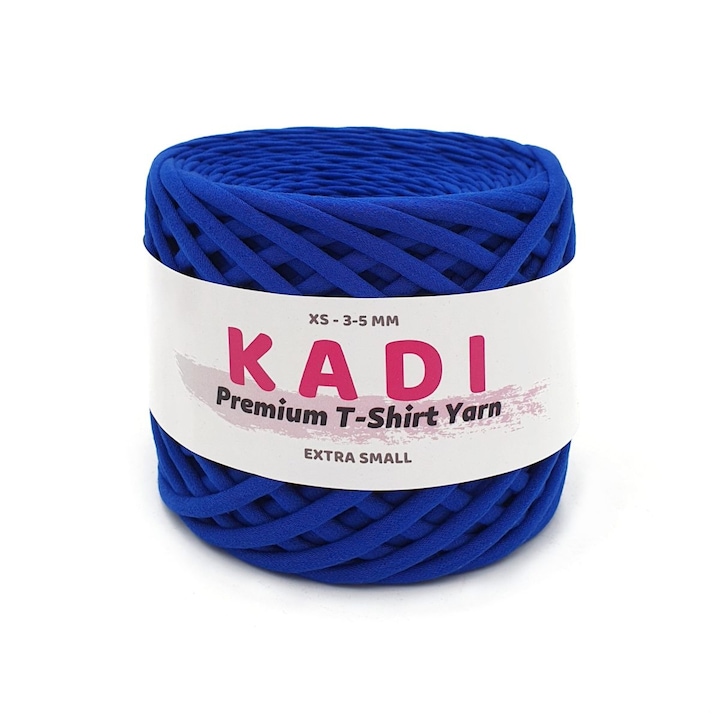 Banda textila pentru crosetat, KaDi Premium Extra Small, 3-5 mm, 110 m, culoare Albastru