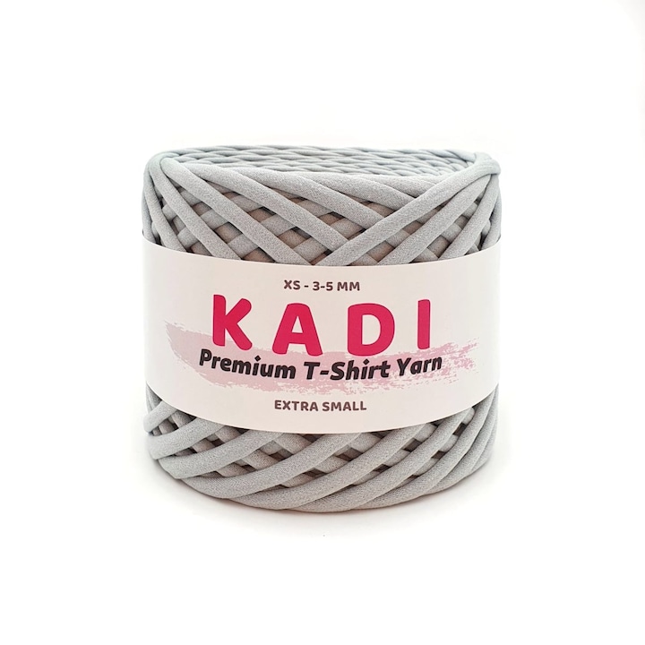 Banda textila pentru crosetat, KaDi Premium Extra Small, 3-5 mm, 110 m, culoare Gri Deschis
