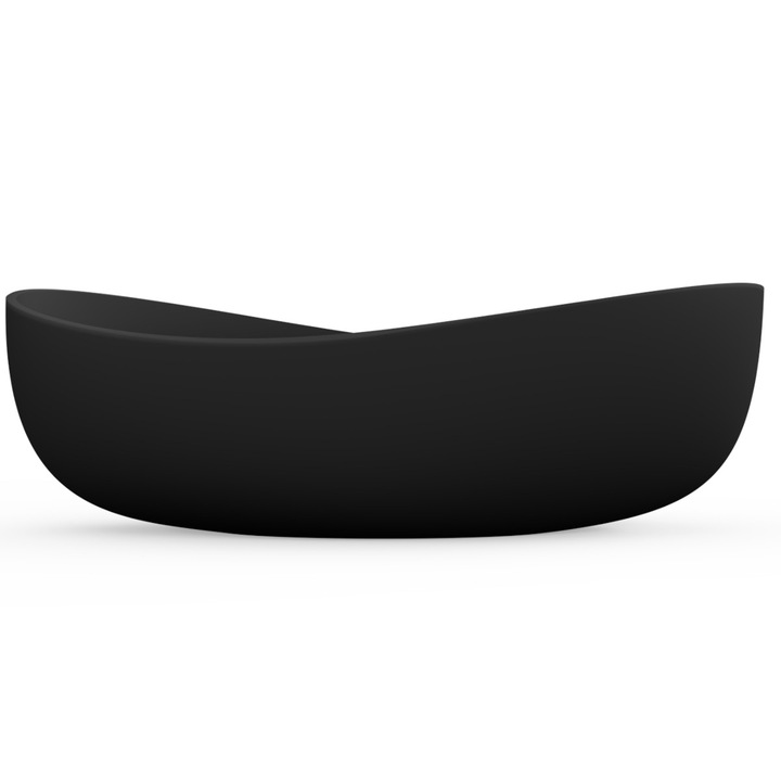 Lavoar compozit mineral, Negru Mat, montaj pe blat, ventil inclus negru mat, 65x40x20 cm, Lirio