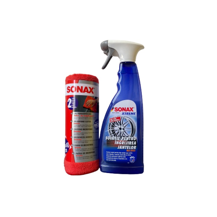 Kit Lavete si Solutie pentru Curatarea si Intretinerea Jantelor, 750 ml, SONAX, XTREME