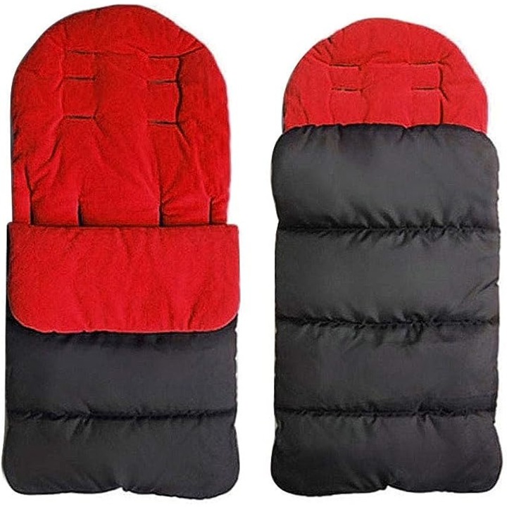 Зимна чанта за количка Giftry®, покривало за крачета, с цип, водоустойчиво, ветроустойчиво, универсален размер, подплата от поларено руно, червено