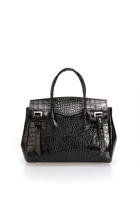 Massimo Castelli, Krokodilbőr hatású bőr válltáska, Fekete