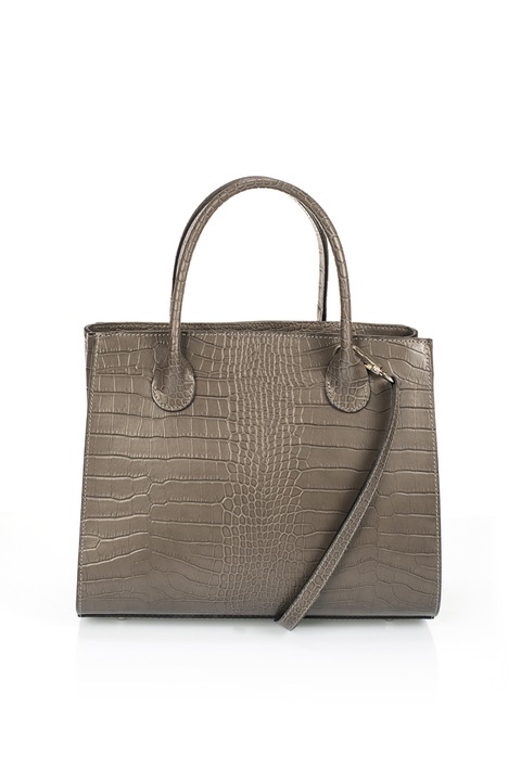Massimo Castelli, Geanta tote de piele cu model piele de crocodil, Grej