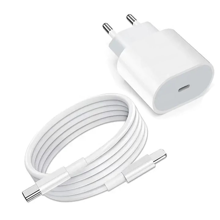 Зарядно устройство и кабел PriStyle, За Apple iPhone и iPad, Lightning - USB, 20 W