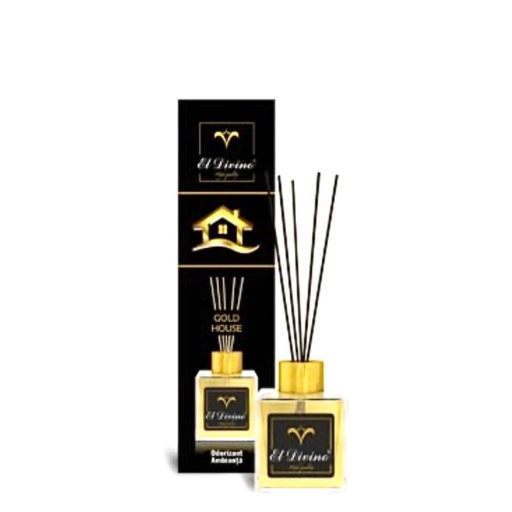 Odorizant de camera GOLD HOUSE, cu betisoare, El Divino, 100 ml