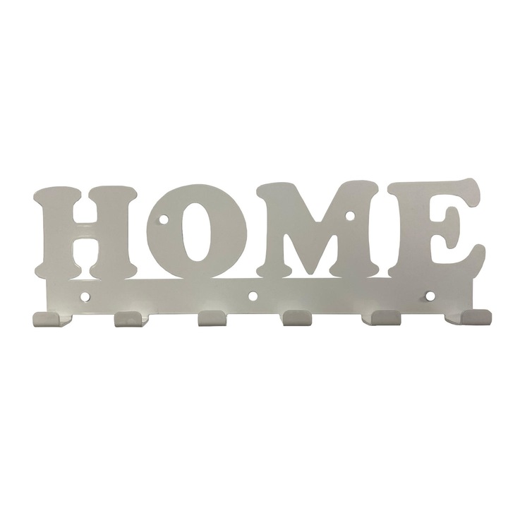 Cuier metalic Home 6 agatatoare Alb