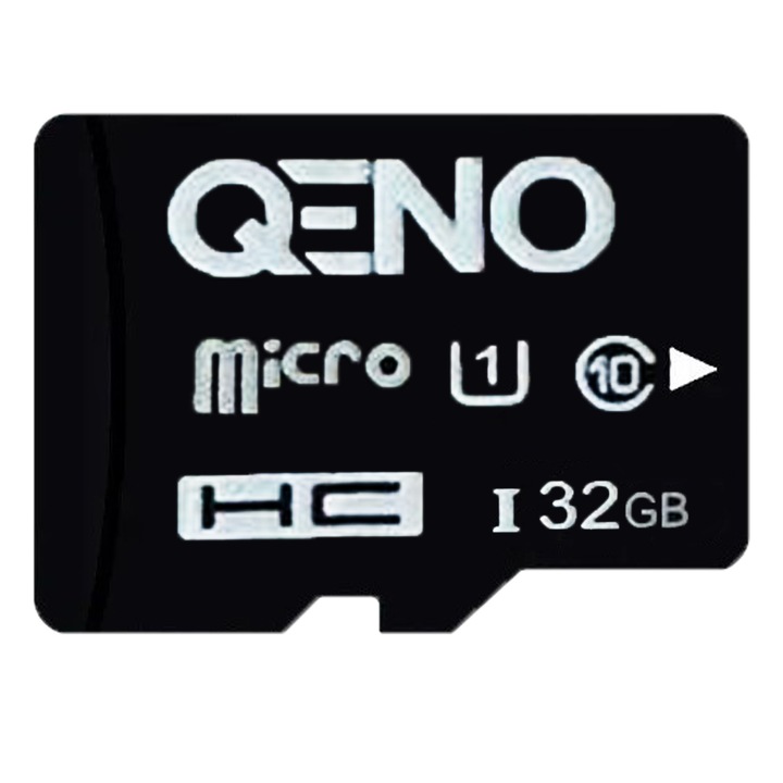 Card De Memorie MicroSD Premium, 32 GB, HC I, Class 10, QENO, 100MB/S, Pentru Camera Auto, Telefon, Aparat Foto, HUB, Console, Negru