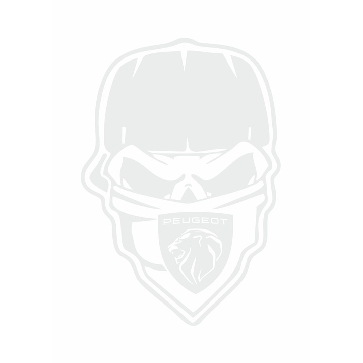 Sticker auto peugeot Skull gangster, 20x13,8 cm, alb