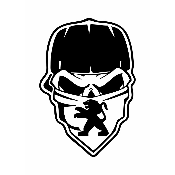 Sticker auto peugeot Skull gangster, 20x13 cm, negru