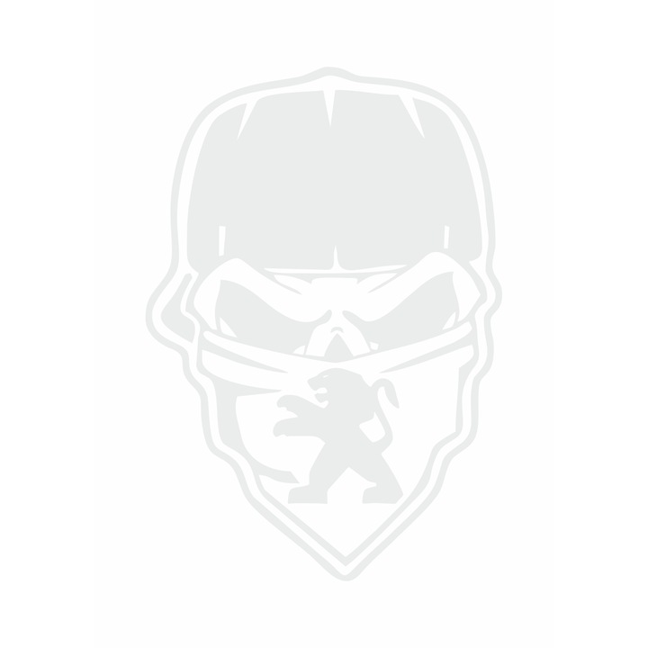 Sticker auto peugeot Skull gangster, 20x13 cm, alb