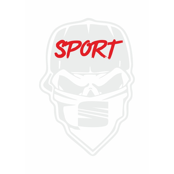 Sticker auto seat sport Skull gangster, 20x13,8 cm, alb-rosu