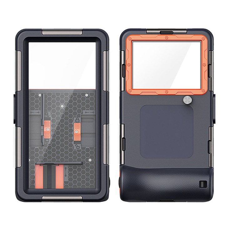 Carcasa subacvatica, IPX8, Compatibila cu OPPO Reno 4 Z, Dive Case Professional, Sistem de prindere cu capse, Waterproof, Negru