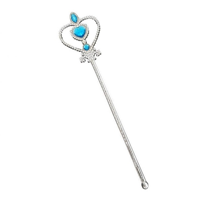 Bagheta Magica Argintie, cu pietre bleu, 32 cm