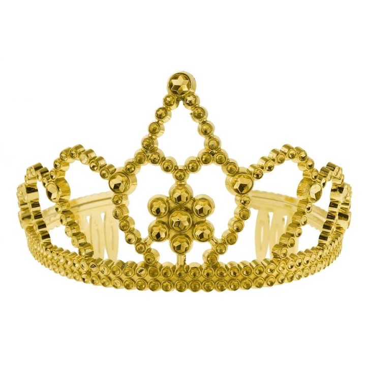 Coronita de printesa pentru copii, Plastic, Aurie
