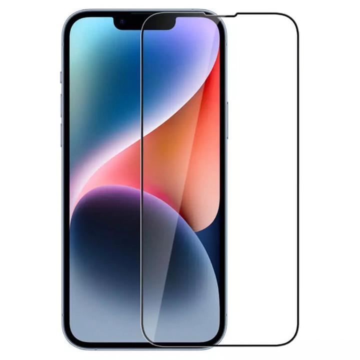 iPhone 15 Plus készülékkel kompatibilis Titan Protect fólia, Extra professzionális védelem, nehezen repedező ionok, 3D Fusion Instant, Teljes burkolat, Üveg, Fekete