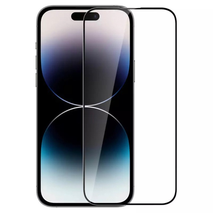 iPhone 15 Pro-val kompatibilis Titan védő fólia, Extra professzionális védelem, nehezen repedező ionok, 3D Fusion Instant, Teljes burkolat, Üveg, Fekete