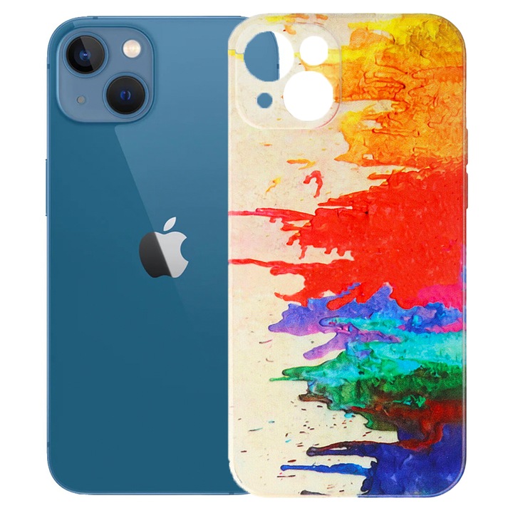 Apple iPhone 13-mal kompatibilis borító, FONIX akvarellfestő borító, színes dizájn, kameravédelem, többszínű