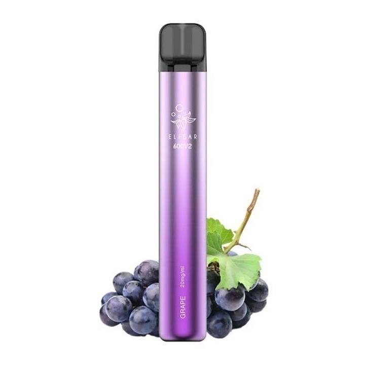 Kit Tigara Electronica Elf Bar 600 V2 - Grape, 2ml, 20mg/ml nicotina, autonomie pana la 600 pufuri