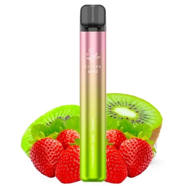 Kit Tigara Electronica Elf Bar 600 V2 - Strawberry Kiwi, 2ml, 20mg/ml nicotina, autonomie pana la 600 pufuri