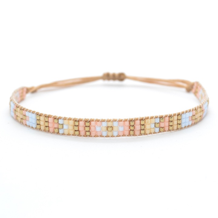 Bratara Sophie Pink-Blue dama, realizata manual din margele Miyuki, reglabila, LUST Bracelets