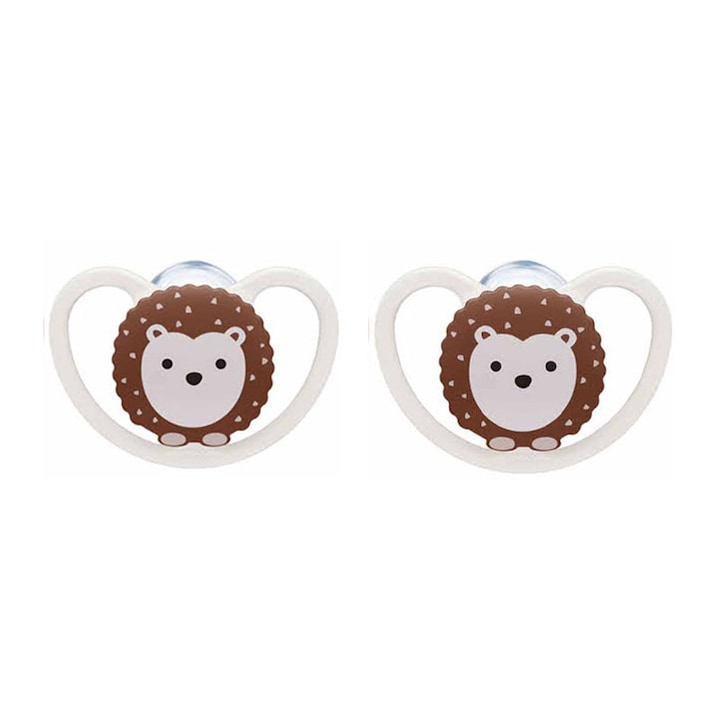 Set 2 suzete ortodontice din silicon Nuk Space 730313-C, Crem 0-3 luni 3-6 luni