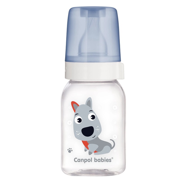 Keskeny nyakú flakon, Canpol babák, modell Cute Animals, 0 hónapos kortól, 120 ml