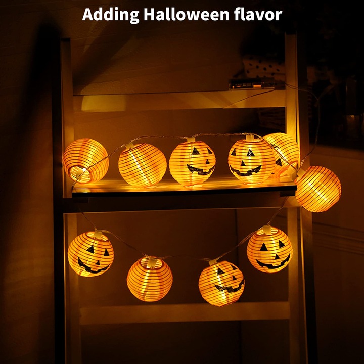 Luminite cu dovleac de Halloween, Kaxyrooz, LED, 1.5 m, Portocaliu