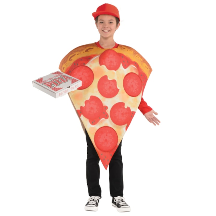 Costum carnaval copii felie pizza, unisex, 8-10 ani, 134 cm